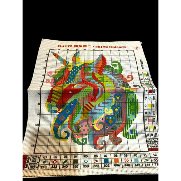 Maydear Rainbow Unicorn Stamped Cross Stitch Embroidery Kit Needlework 15” x11” - Picture 6 of 7
